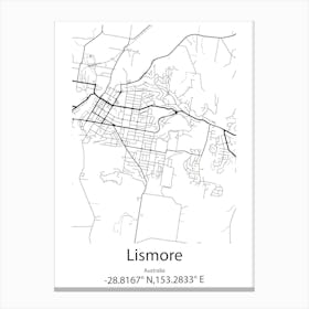 Lismore,Australia Minimalist Map Canvas Print