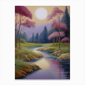 Sunset By The River Canvas Print