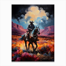 Cowboy On Horseback Canvas Print