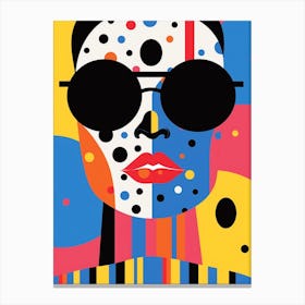 Geometric Face With Patterns And Sunglasses 1 Canvas Print