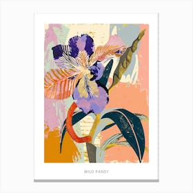 Colourful Flower Illustration Poster Wild Pansy 2 Canvas Print