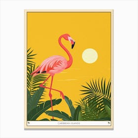 Greater Flamingo Caribbean Islands Tropical Illustration 3 Poster Canvas Print