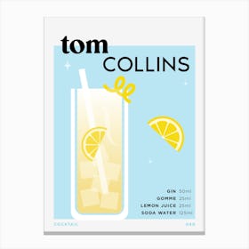 Tom Collins in Blue Cocktail Recipe Canvas Print