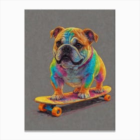 Bulldog On Skateboard Canvas Print