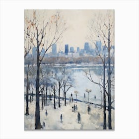 Winter City Park Painting Odaiba Seaside Park Tokyo 4 Canvas Print