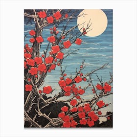 Ume Japanese Plum 2 Vintage Botanical Woodblock Canvas Print