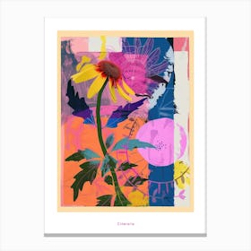 Cineraria 8 Neon Flower Collage Poster Canvas Print
