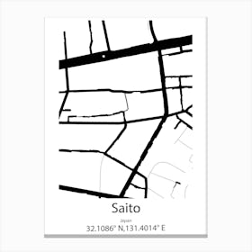 Saito,Japan Minimalist Map Lienzo