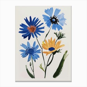 Painted Florals Cornflower 2 Canvas Print