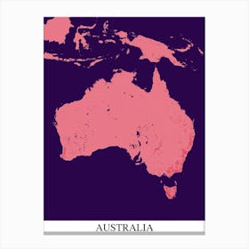 Australia Pink Purple Map Canvas Print