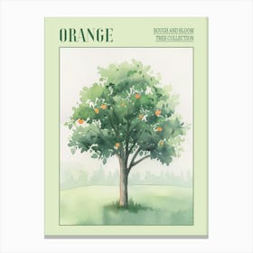 Orange Tree Atmospheric Watercolour Painting 4 Poster Canvas Print