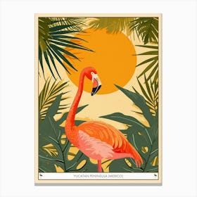 Greater Flamingo Yucatn Peninsula Mexico Tropical Illustration 6 Poster Canvas Print