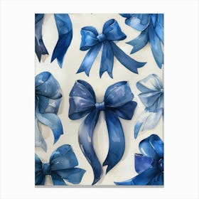 Blue Lace Bows 3 Pattern Canvas Print