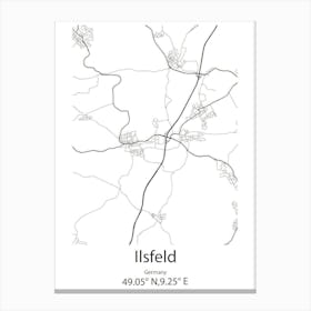 Ilsfeld,Germany Minimalist Map Canvas Print