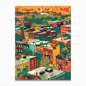 The Bronx New York Colourful Silkscreen Illustration 2 Canvas Print