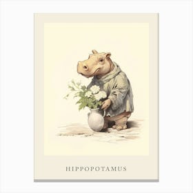 Beatrix Potter Inspired  Animal Watercolour Hippopotamus 3 Canvas Print