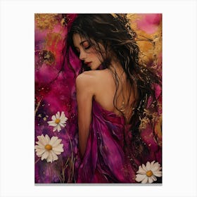 Girl With Daisies Canvas Print