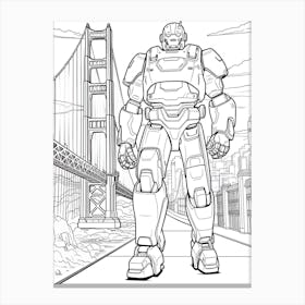 San Fransokyo (Big Hero 6) Fantasy Inspired Line Art 3 Canvas Print
