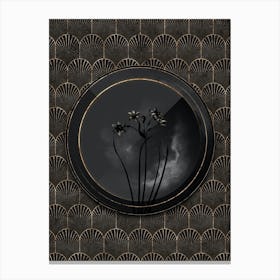 Shadowy Vintage Rush Daffodil Botanical in Black and Gold n.0190 Canvas Print