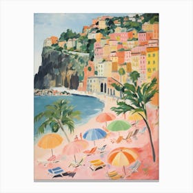 Cinque Terre   Italy Beach Club Lido Watercolour 2 Canvas Print