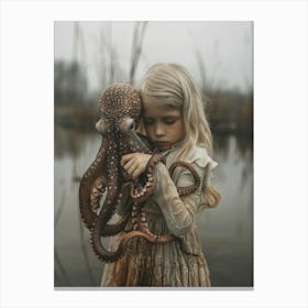 little girl and Octopus Canvas Print