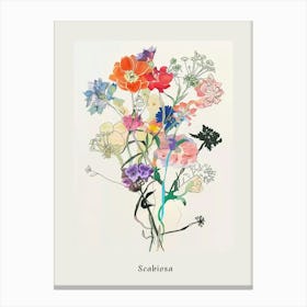 Scabiosa 1 Collage Flower Bouquet Poster Canvas Print