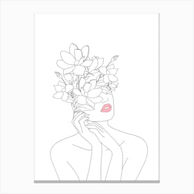 Woman With Flowers On Her Head 12 Canvas Print