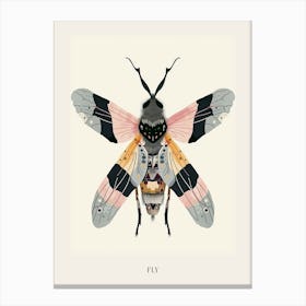 Colourful Insect Illustration Fly 2 Poster Canvas Print