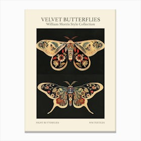 Velvet Butterflies Collection Night Butterflies William Morris Style 2 Canvas Print