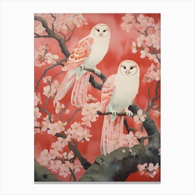 Vintage Japanese Inspired Bird Print Barn Owl 1 Canvas Print