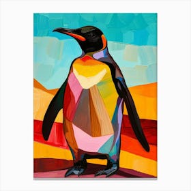 King Penguin Phillip Island The Penguin Parade Colour Block Painting 3 Canvas Print