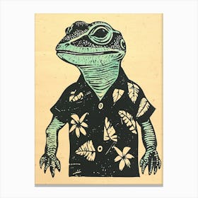 Lizard In A Floral Shirt Block 2 Canvas Print