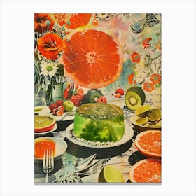 Green Fruity Jelly Retro Collage 2 Canvas Print