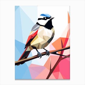 Colourful Geometric Bird Carolina Chickadee 2 Canvas Print