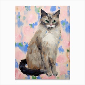 A Ragdoll Cat Painting, Impressionist Painting 3 Canvas Print