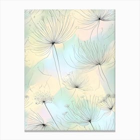 A Moment of Tranquility: Dandelion Seeds Suspended in a Peaceful Sky Canvas Print