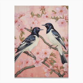 Vintage Japanese Inspired Bird Print Magpie 5 Canvas Print