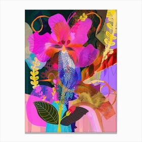 Veronica 1 Neon Flower Collage Canvas Print