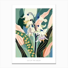 Colourful Flower Illustration Poster Lily Of The Valley 1 Canvas Print