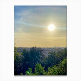 Sunset Over A City Canvas Print
