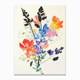 Aconitum Collage Flower Bouquet Canvas Print