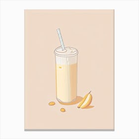 Almond Milkshake Dairy Food Minimal Line Drawing 3 Canvas Print