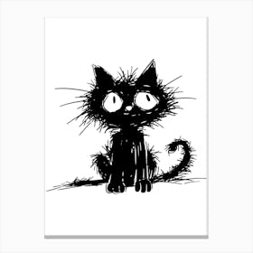 Whimsical Black Cat 3 Canvas Print
