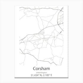 Corsham,United Kingdom Minimalist Map Canvas Print