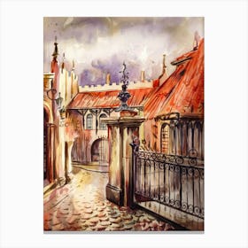 Watercolor Of Old Town 2 Canvas Print