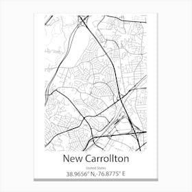 New Carrollton,United States Minimalist Map Leinwandbild