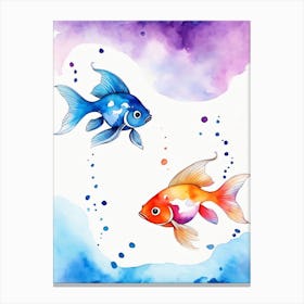 Twin Goldfish Watercolor Painting (28) Canvas Print