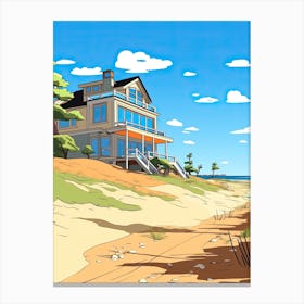 The Hamptons New York, Usa, Flat Illustration 4 Canvas Print