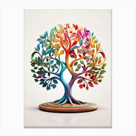 Default Stylized 3d Tree Of Life In Bright Rainbow Colors On A 0 (3) Canvas Print