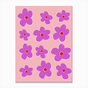 Lilac Flowers Pink Background Canvas Print